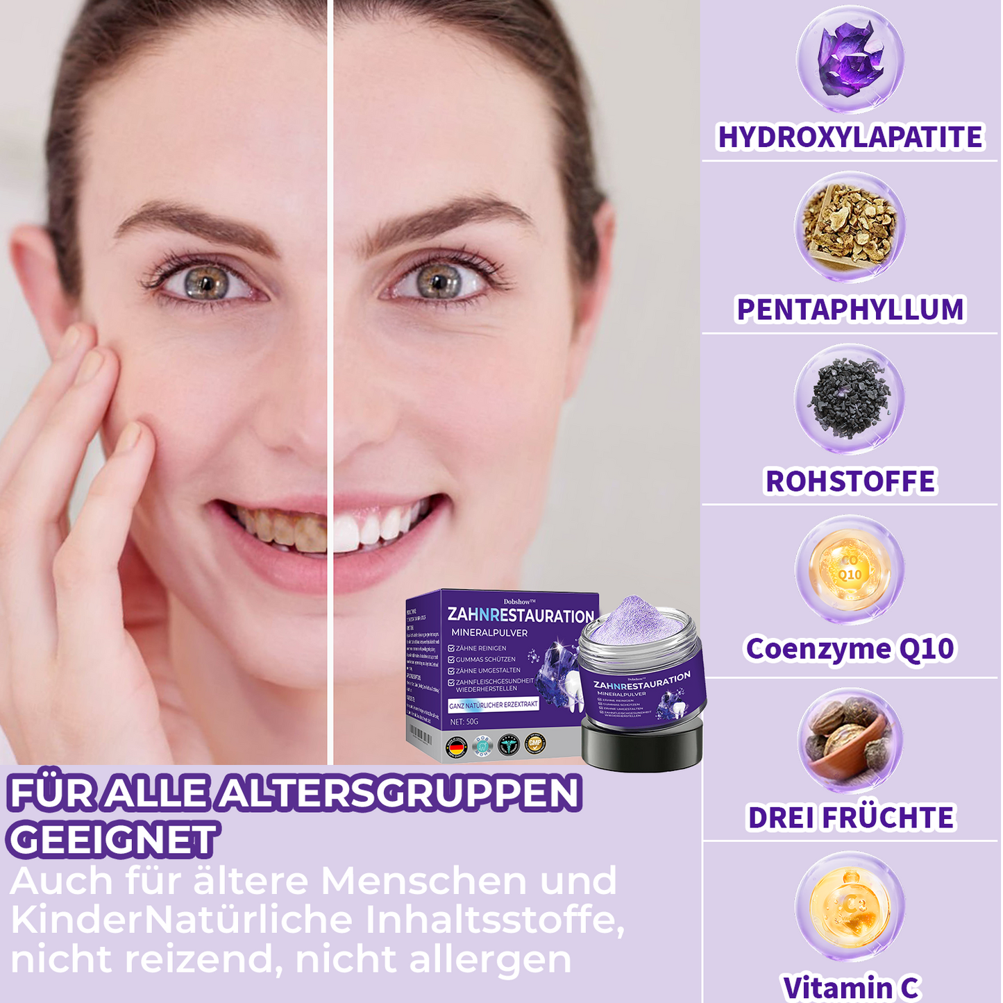 🦷Dobshow™ Zahnreparatur-Mineralpulver >> 🔥1+1 Gratis🔥